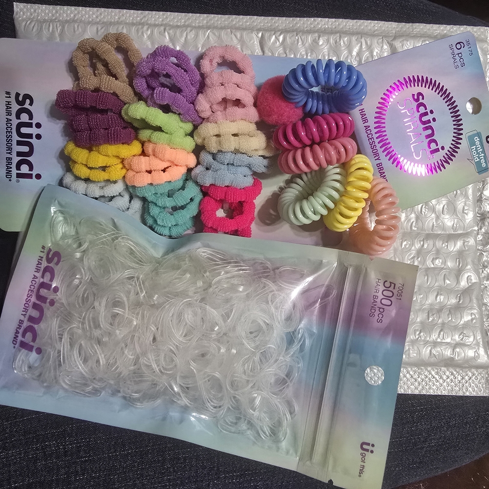 Lot Of Scunci Pastel Spiral & Clear Hair Ties and More!!